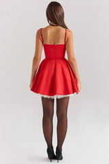 Lace Trim Satin Mesh Slip Dress