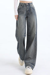 Jacquard Stripe Wide Leg Jean