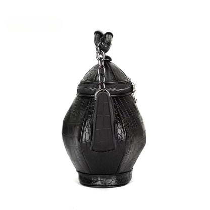 Gothic Teapot Shaped Leather Handbag Stone Pattern Party Bag