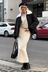 Plush Knit Long Christmas Skirt