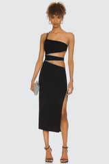 Strapless Chain Bodycon Midi Dress