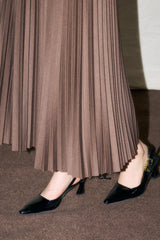 Vintage High-Waist Knit Pleated Midi Skirt