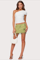 Embroidered Sequin Bodycon Mini Christmas Skirt