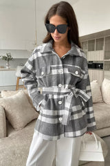 Plaid Mid-Length Wool Coat