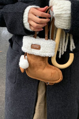 Cute Boot Shape Suede Fuzzy Crossbody Bag Mini Phone Bag