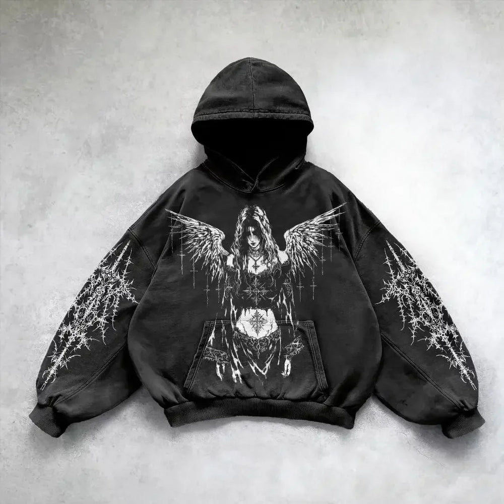 Gothic Skull Zipper Hoodie black 10 / S