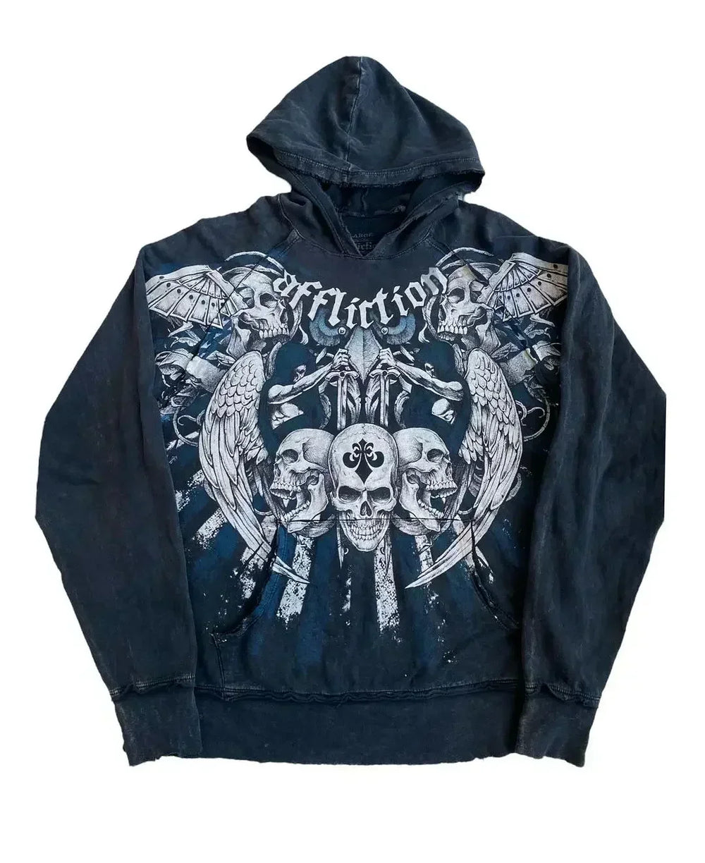 Gothic Skull Zipper Hoodie black 5 / S
