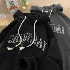 American Flame Print Fleece Y2K Hoodie