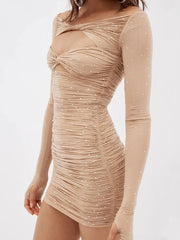 Ruched Diamond Wrap Mini Dress minidress-250223