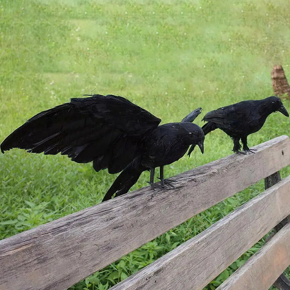 Scary Black Raven Model Halloween Decorative Item