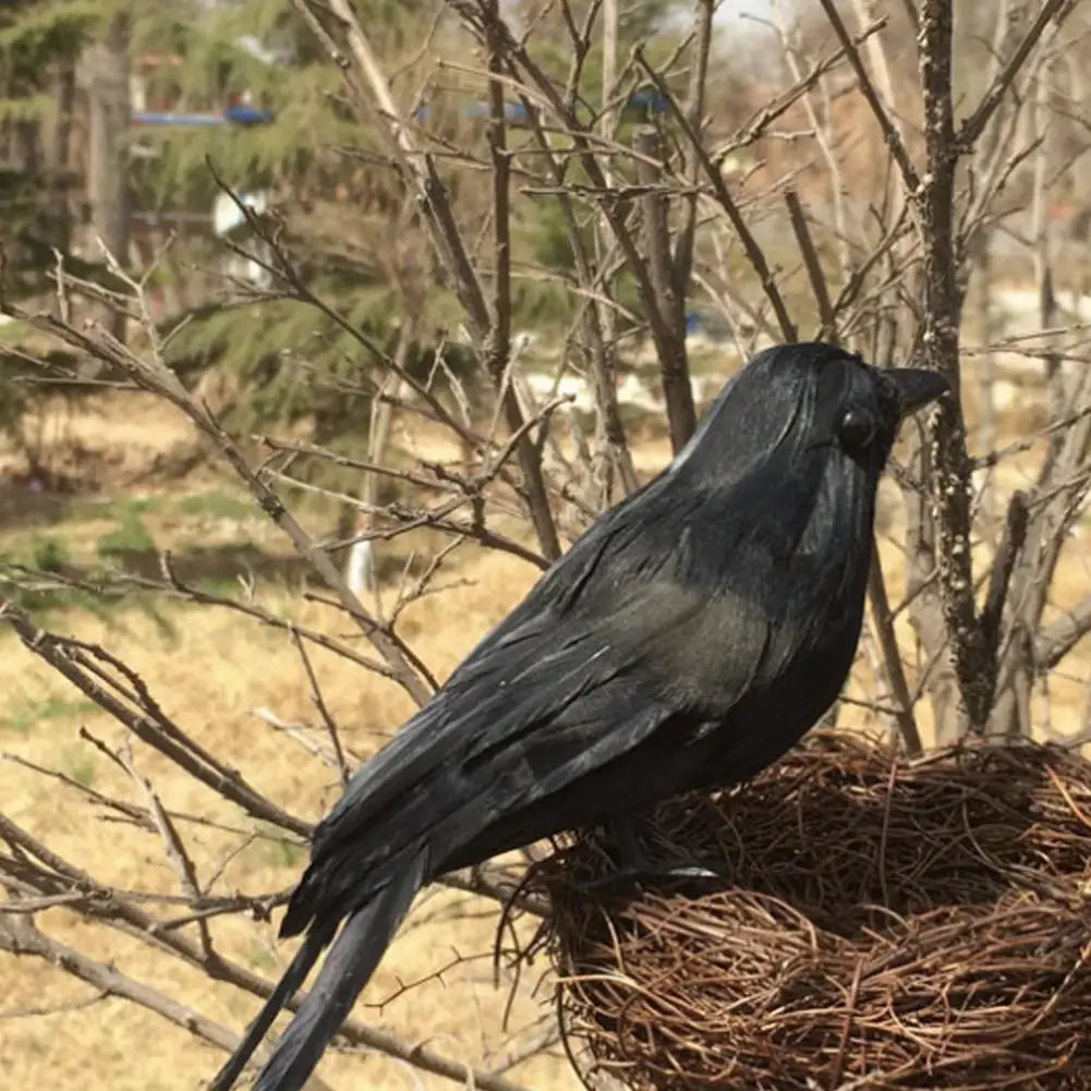 Scary Black Raven Model Halloween Decorative Item