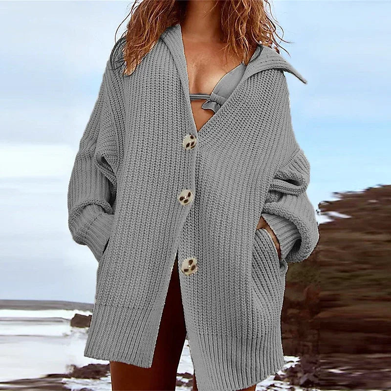 Autumn Winter Loose Full Sleeves Fashion New Oversized Knitted Coats