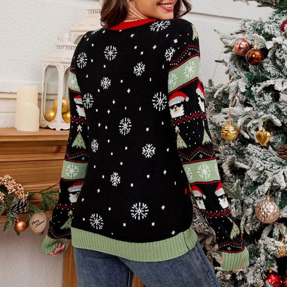 Christmas Jacquard Knitted Pullover With Led Lights - Casual Fashion Sweater Sweaters-L
