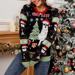 Led Light Jacquard Loose Christmas Knitted Pullover Casual Fashion Sweater Sweaters-L