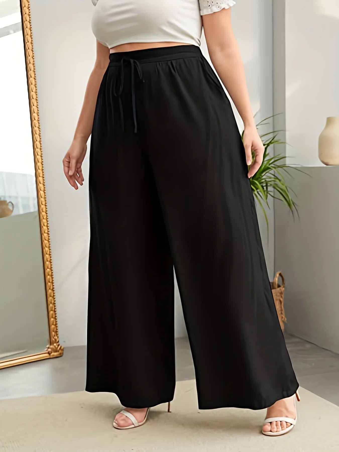 Autumn Winter Plus Size British Street Fashion Solid Color Loose Pants