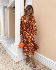 Casual Digital Printing Long Sleeve Casual Dress