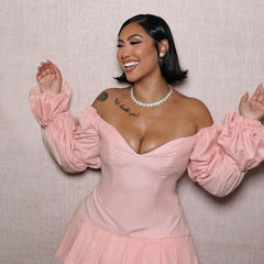 Elegant off the Shoulder Lantern Sleeve Pleated