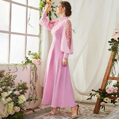 Applique Bubble Long Sleeve Big Hem Dress