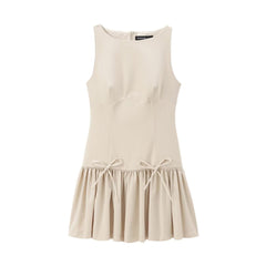 round Neck Sleeveless Bow