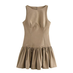 round Neck Sleeveless Bow