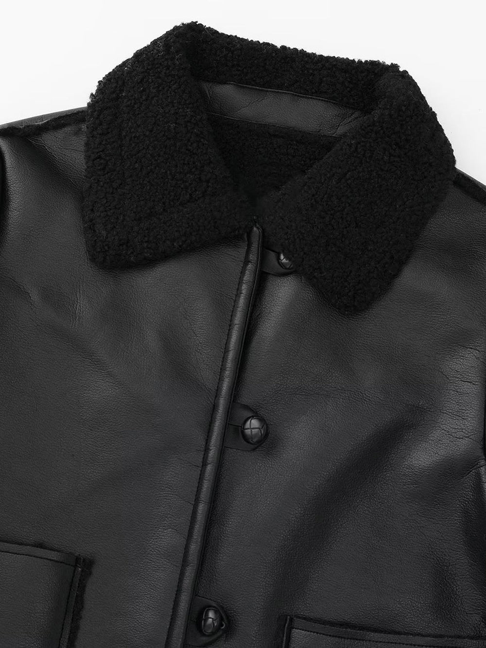 Dark Night Shearling Trendy Leather Flight Jacket Pu Jackets