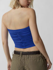 Drawstring Ruched Graceful Crop Tube Top Tank Tops & Camis