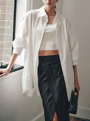Better Than Good Trendy Oversized Button Down Shirt White / Xs Shirts