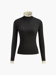 Elegant Contrast Trim Jersey Top T Shirts