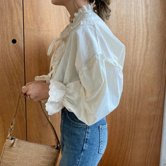 Spring Loose Lantern Sleeve Vintage Blouse blouse-250223