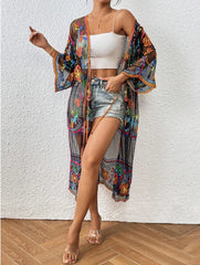 Lace Boho Bikini Beach Cover up Women Dresses Summer Floral / One Size bohocoverup-250126
