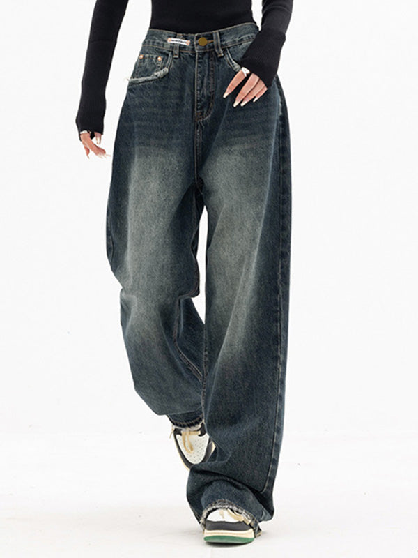 Dark Wash Vintage Baggy Boyfriend Jeans Blue / S Boyfriend Jeans