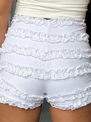 Retro Ruffled High Waist Short short-250223
