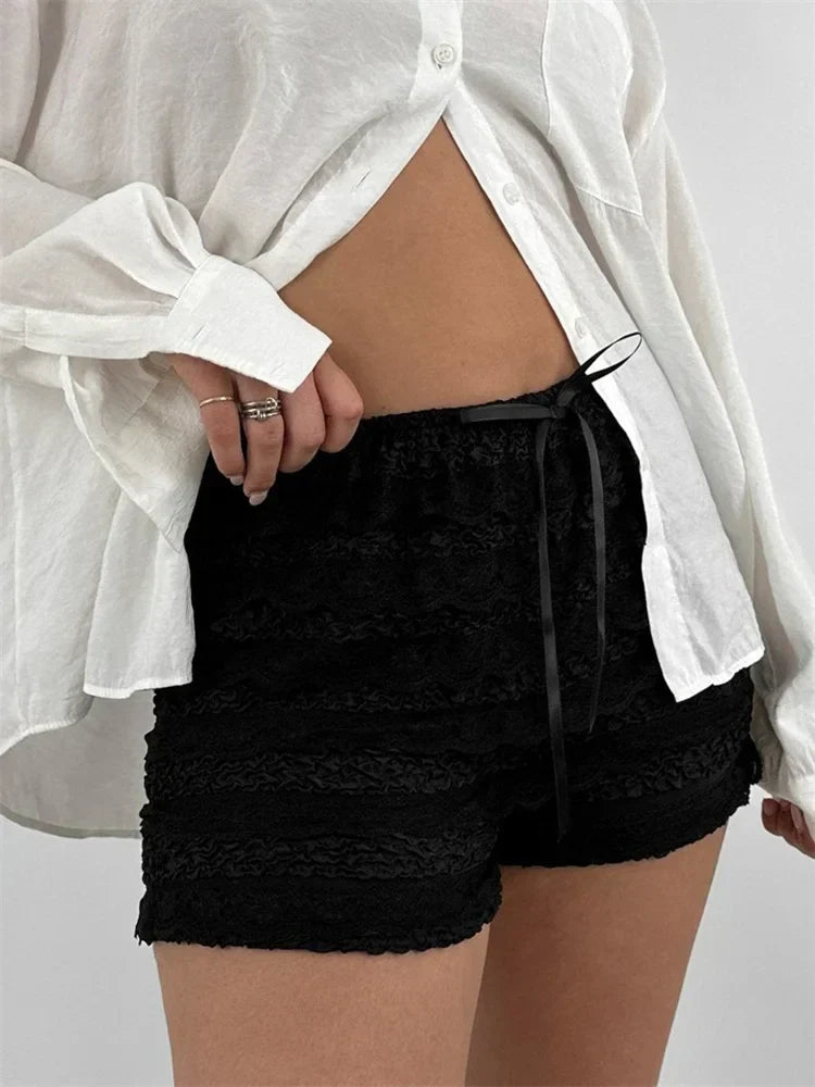 Lace Bow Patchwork Bloomer Short short-250223