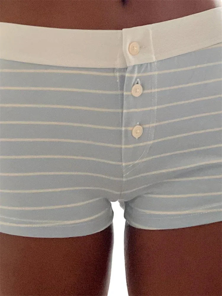 Floral Striped Pajama Sleep Short blue / S short-250223