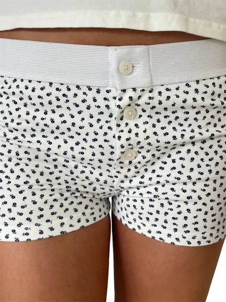 Floral Striped Pajama Sleep Short grey / S short-250223