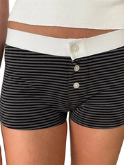 Floral Striped Pajama Sleep Short black / S short-250223