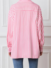 Striped Patchwork Button-Down Blouse blouse-250223