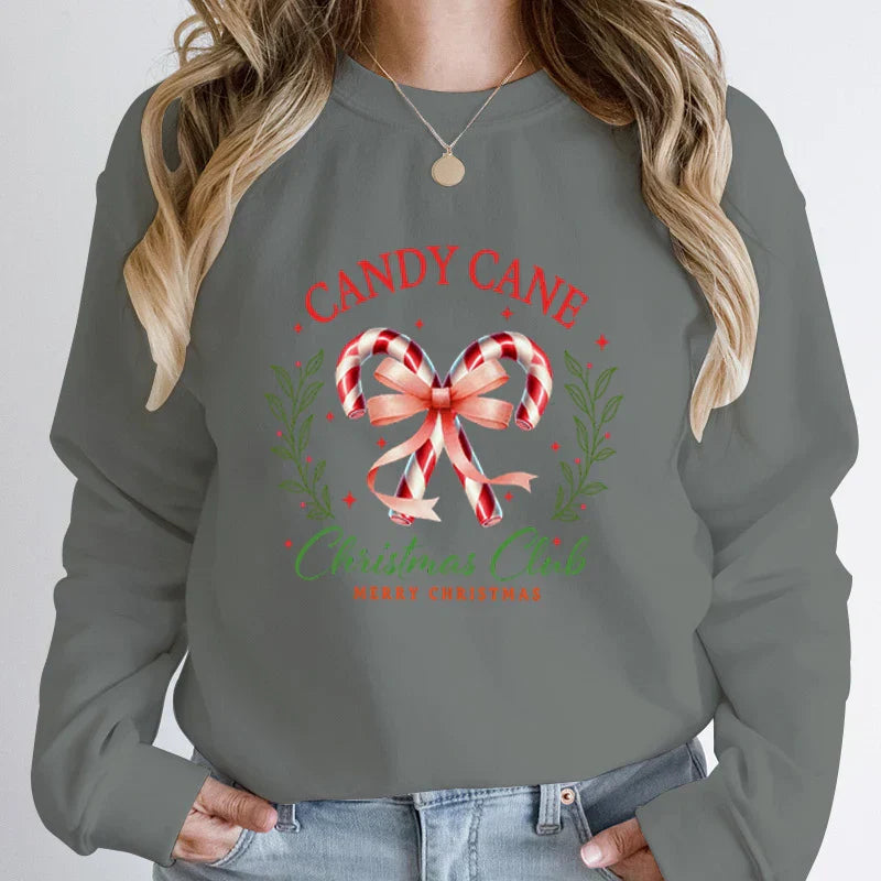 Merry Candy Cane Christmas Club Round Neck Hoodie Multi / S Hoodies-L
