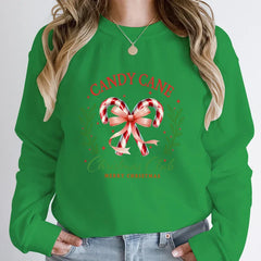 Merry Candy Cane Christmas Club Round Neck Hoodie Green / S Hoodies-L