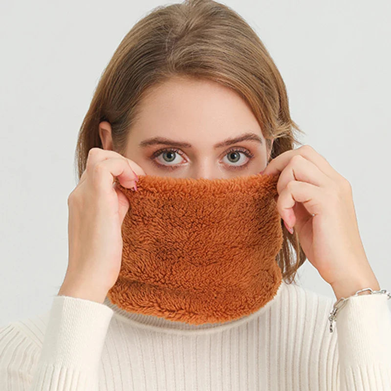 Cashmere Warm Color Ring Plush Thick Outdoor Sports Neckerchief Muffler Scarf Orange Scarfs-L