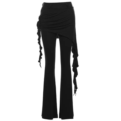 Casual Wide Leg Solid Mid-Waisted Pant