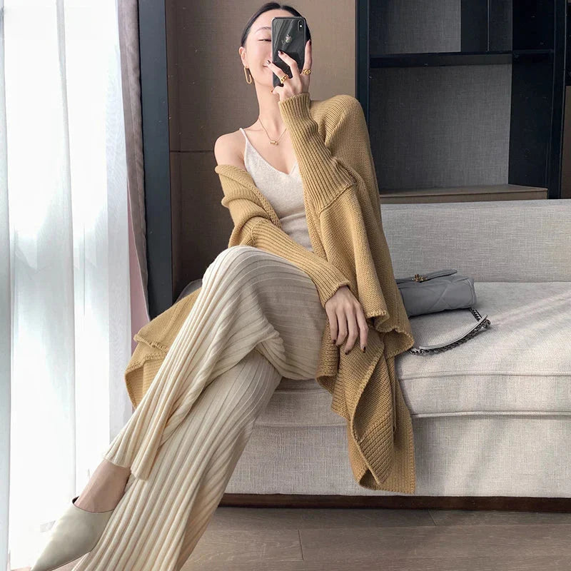 Summer Full Length Elastic Waist Yoga Slim High Wide Leg Pants