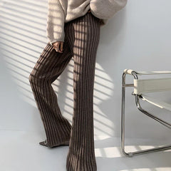 Summer Full Length Elastic Waist Yoga Slim High Wide Leg Pants