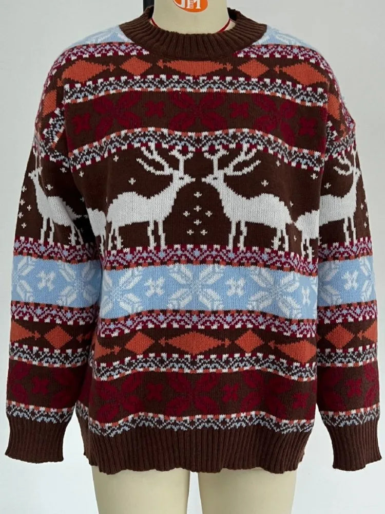 Casual Long Sleeve Knitted Pullover Basic Jersey Fashion Christmas Sweater Sweaters-L