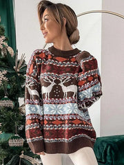 Casual Long Sleeve Knitted Pullover Basic Jersey Fashion Christmas Sweater Sweaters-L