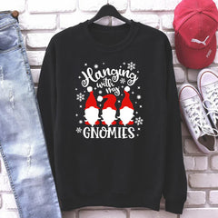 Christmas Gnomes Hanging Gnomies Funny Santa Graphic Hoodie Hoodies-L