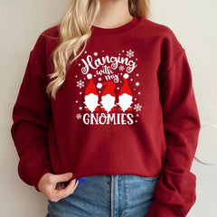 Christmas Gnomes Hanging Gnomies Funny Santa Graphic Hoodie Hoodies-L