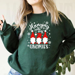 Christmas Gnomes Hanging Gnomies Funny Santa Graphic Hoodie Hoodies-L
