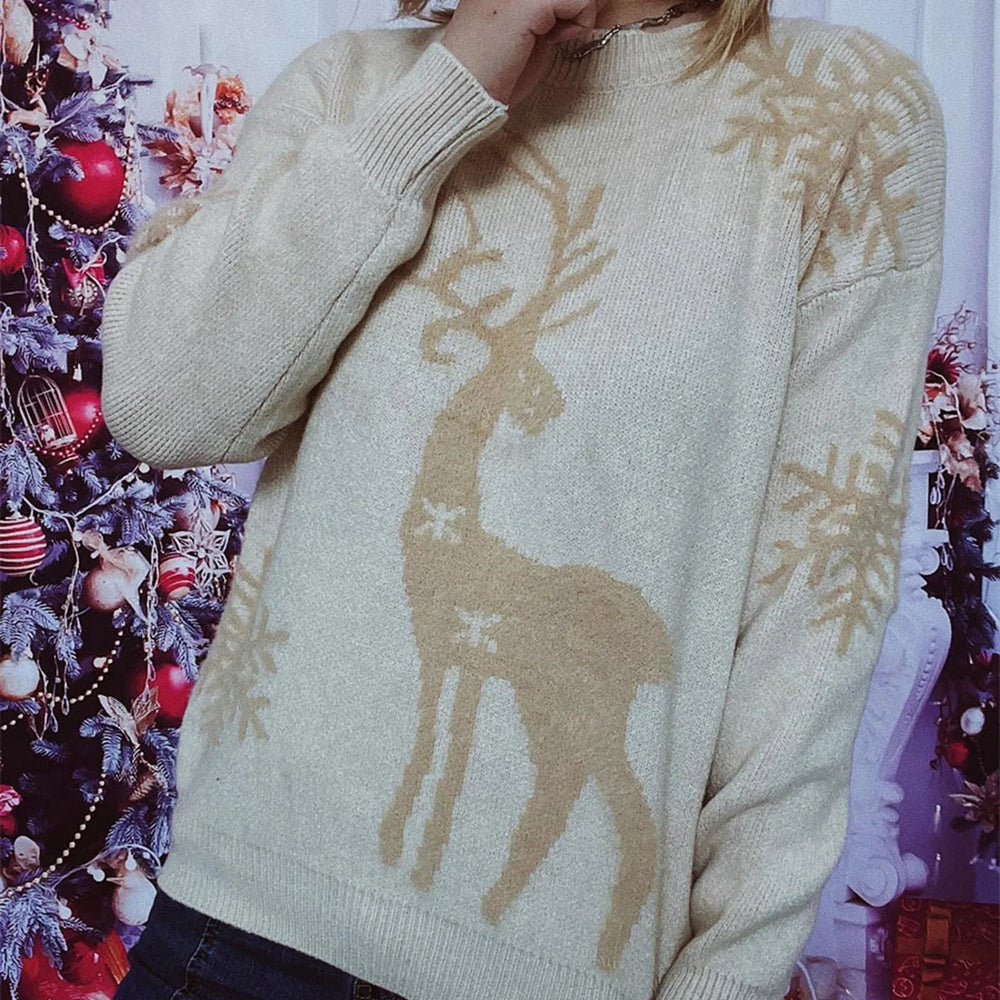 Soft Knitted Christmas Sweater - Warm Casual Pullover Beige / S Sweaters-L