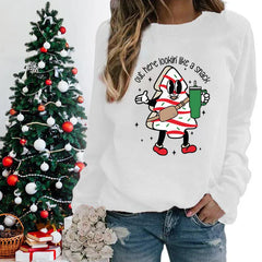 Out Here Lookin’ Like A Snack Print Round Neck Casual Long Sleeve Christmas Hoodie Hoodies-L